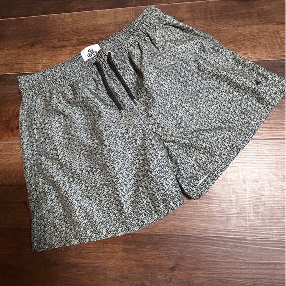 ORIGEN MAN Men's Bucket Hat with Navy/Yellow /Logo pattern Swim Shorts Set - Picture 6 of 10